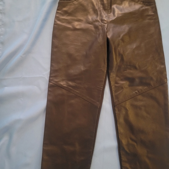 Vintage y2k brown leather pants by mitchies matchings - Picture 6 of 8